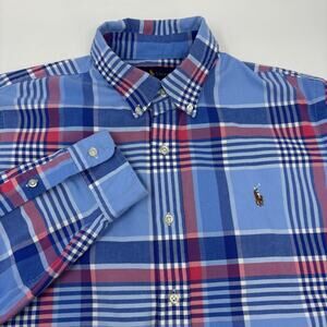 Ralph Lauren Blue and Red Plaid Casual Button Down Shirt